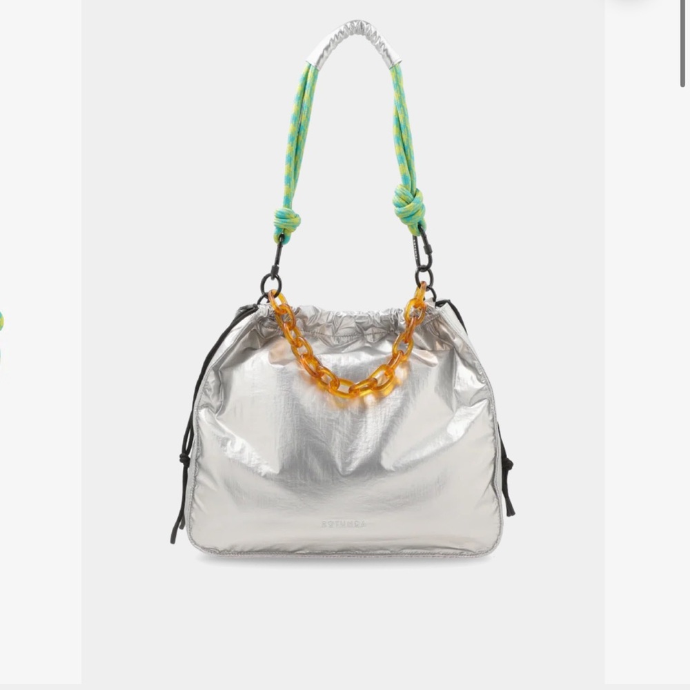 Rotunda for free people Shiny Silver Shoulder Bag with Amber Chain w/ wallet